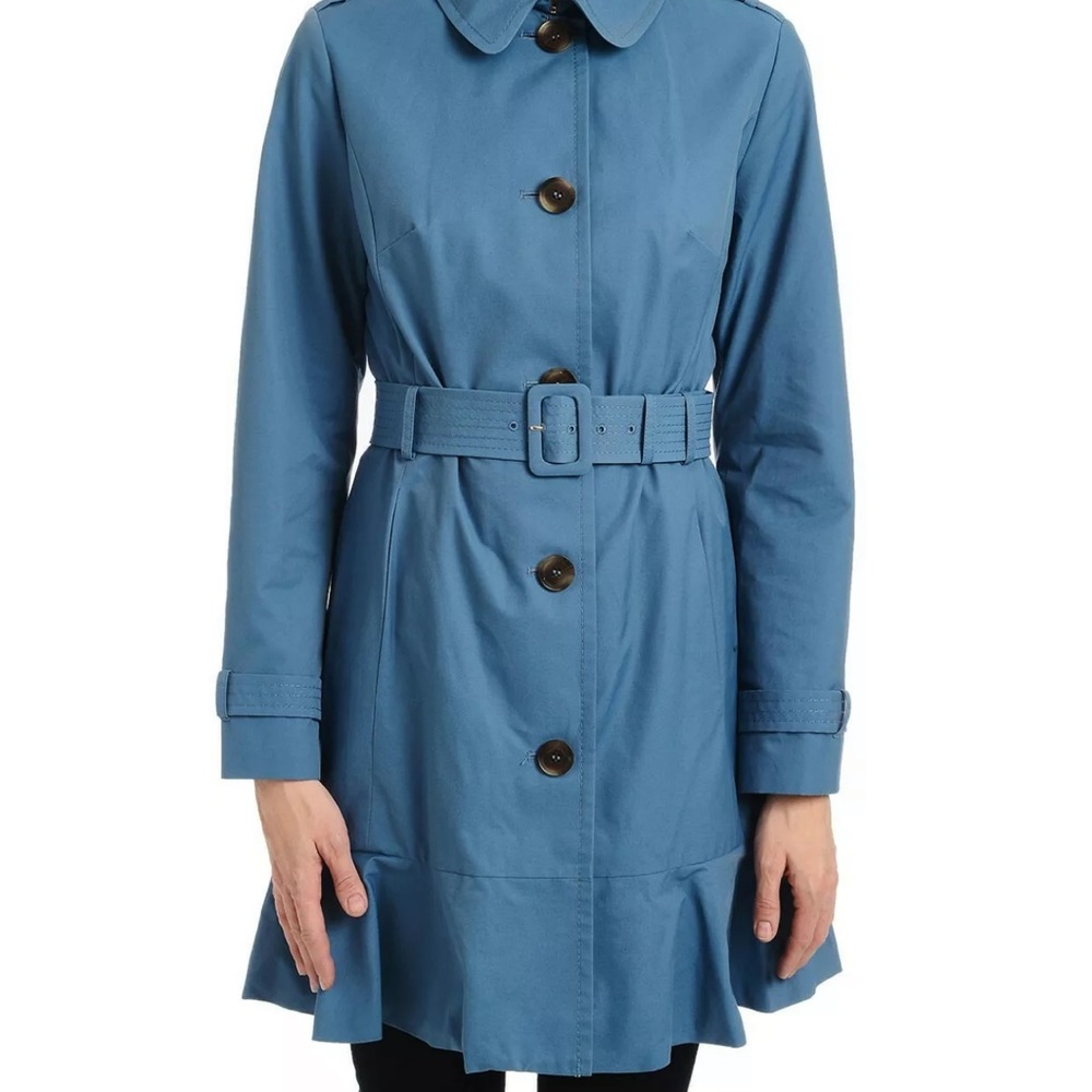 Kate Spade New York Belted Peplum Trench Coat in Copen Blue Size M - Picture 5 of 7